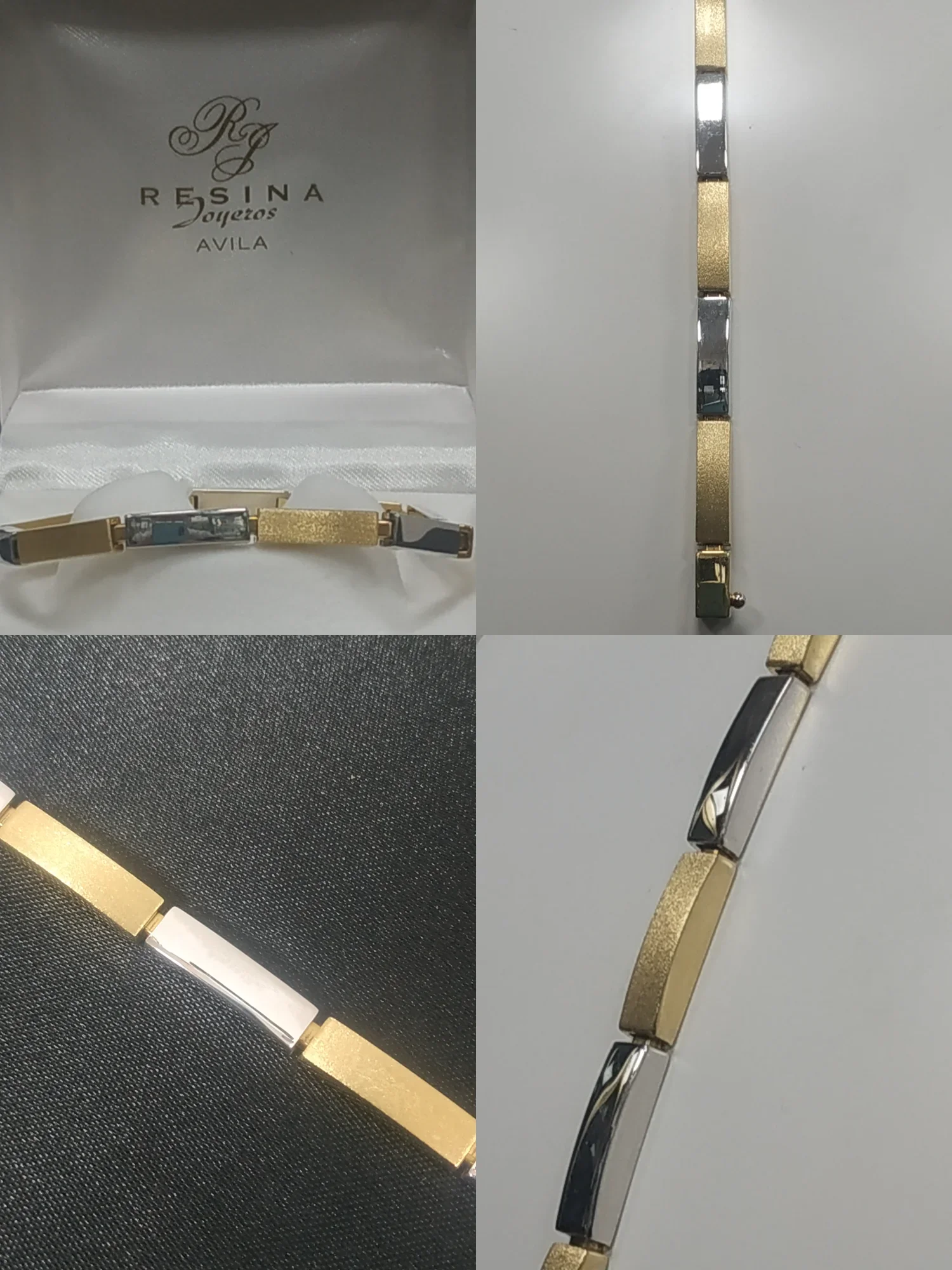 Pulsera Bicolor Satinada 5mm Oro 18K