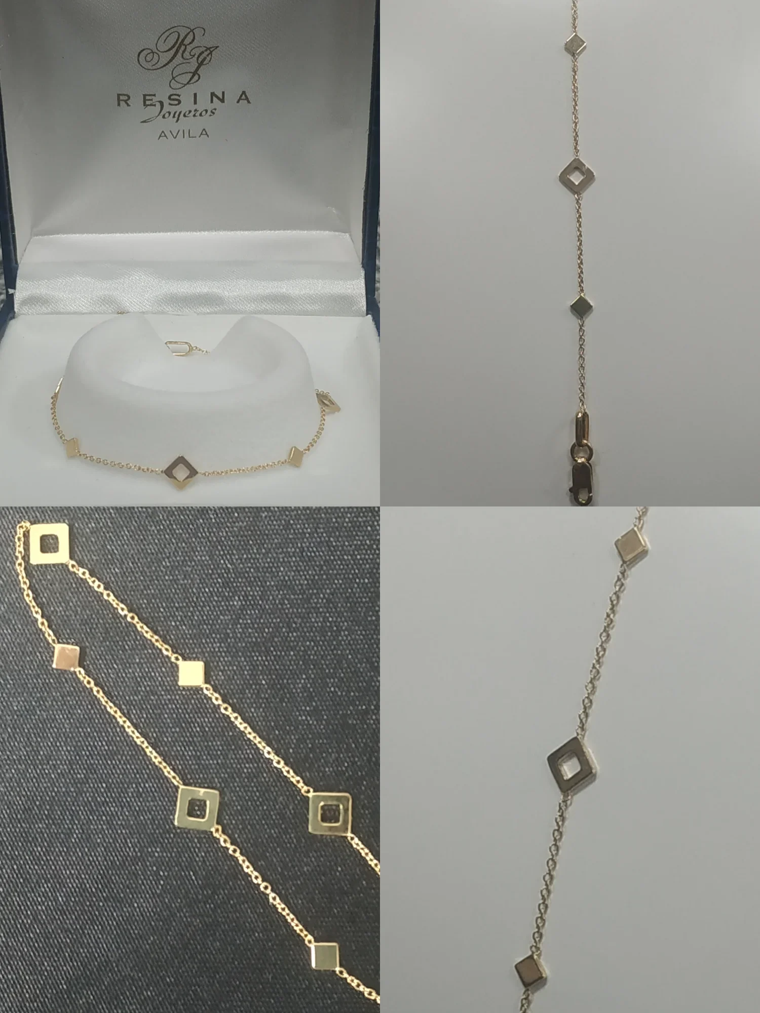 Pulsera Eslabones Cuadrados Oro 18K